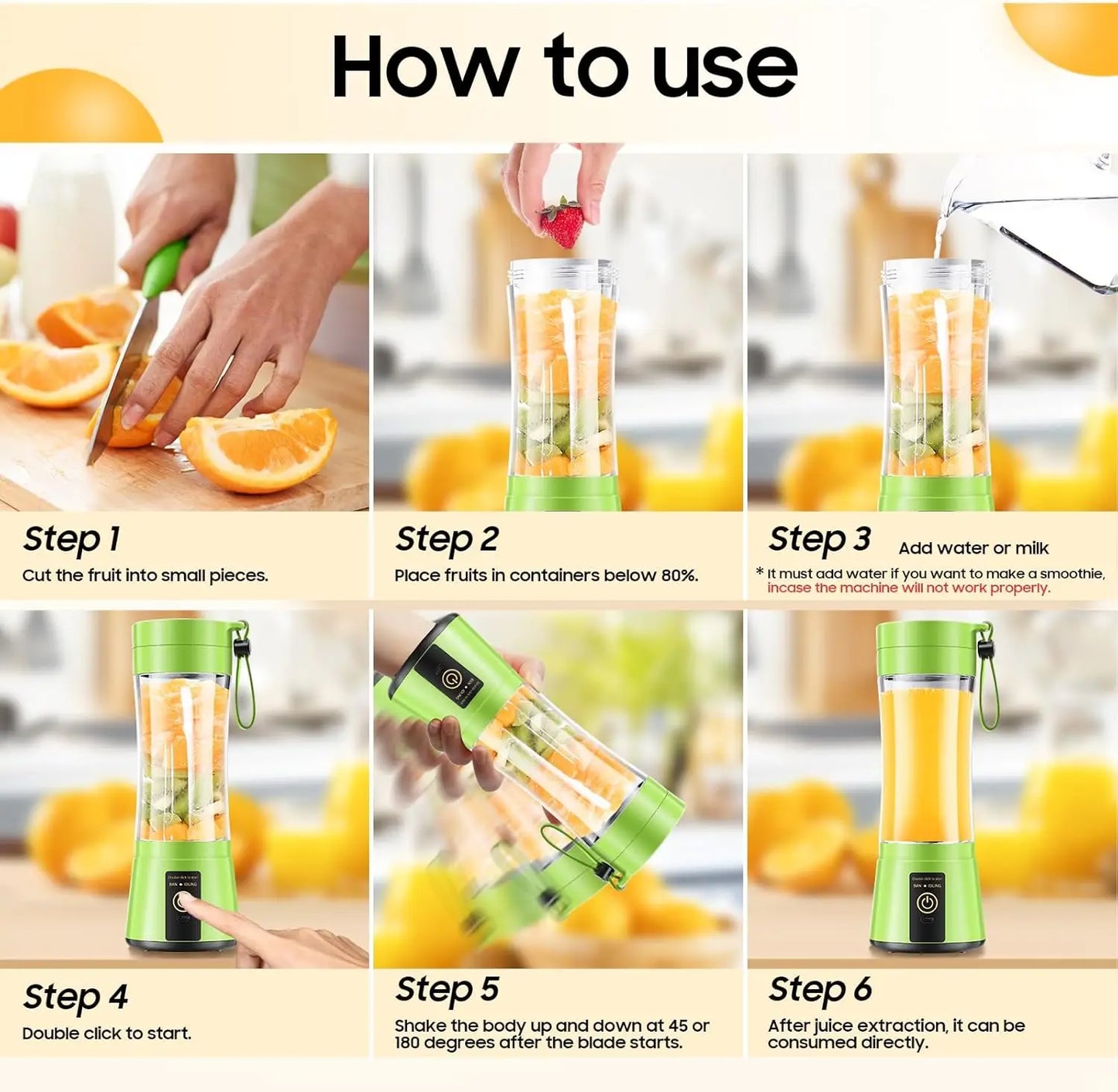 Mini Blender Portable USB – Smoothies, Shakes & Jus frais