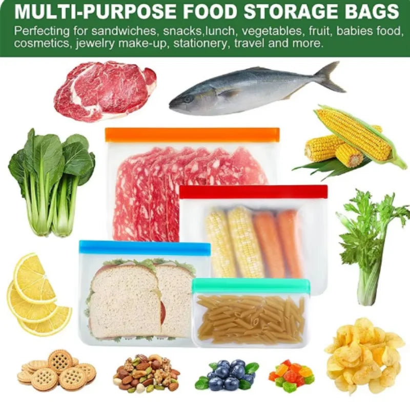 Sachets Alimentaires Réutilisables en Silicone
