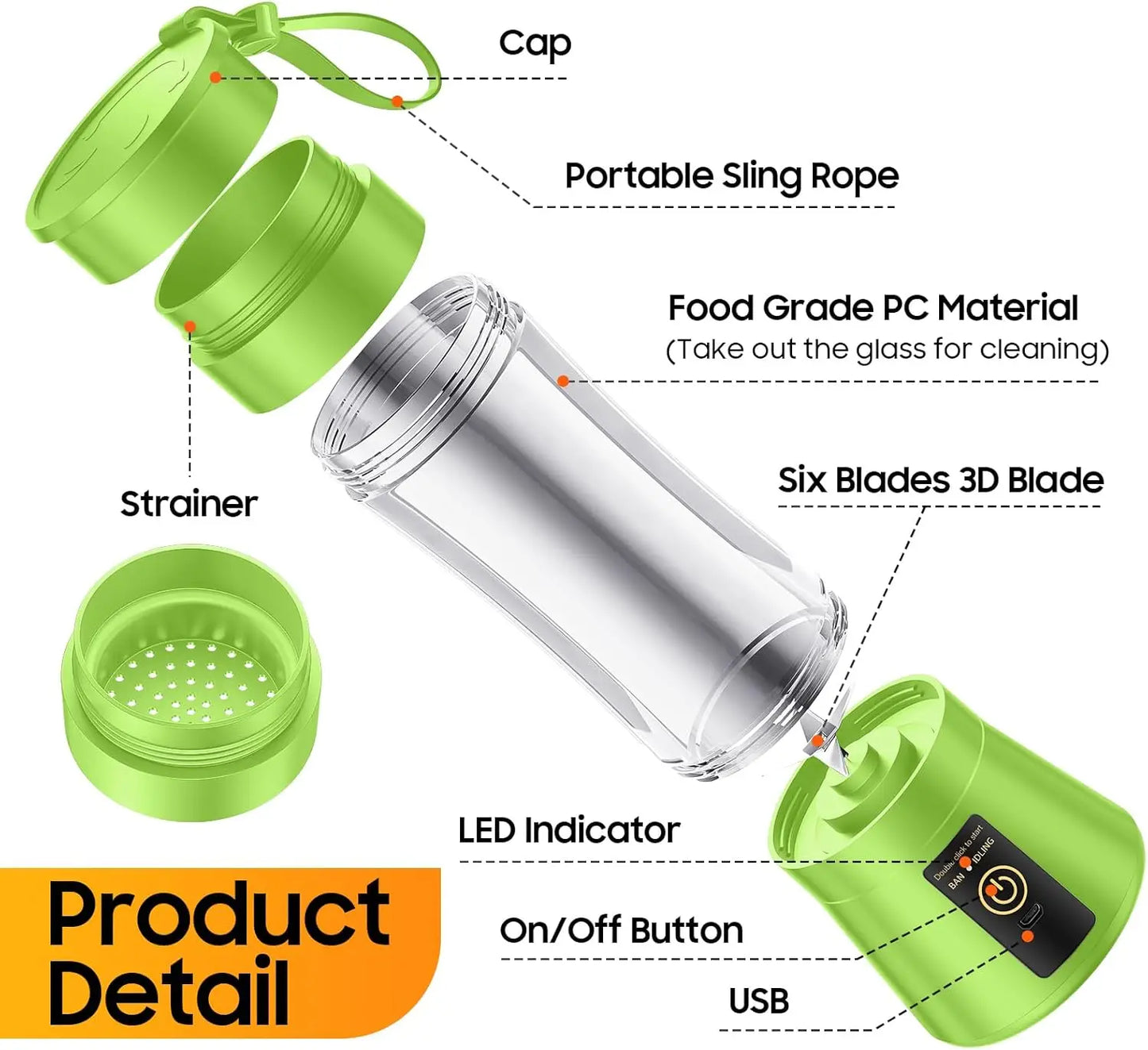 Mini Blender Portable USB – Smoothies, Shakes & Jus frais